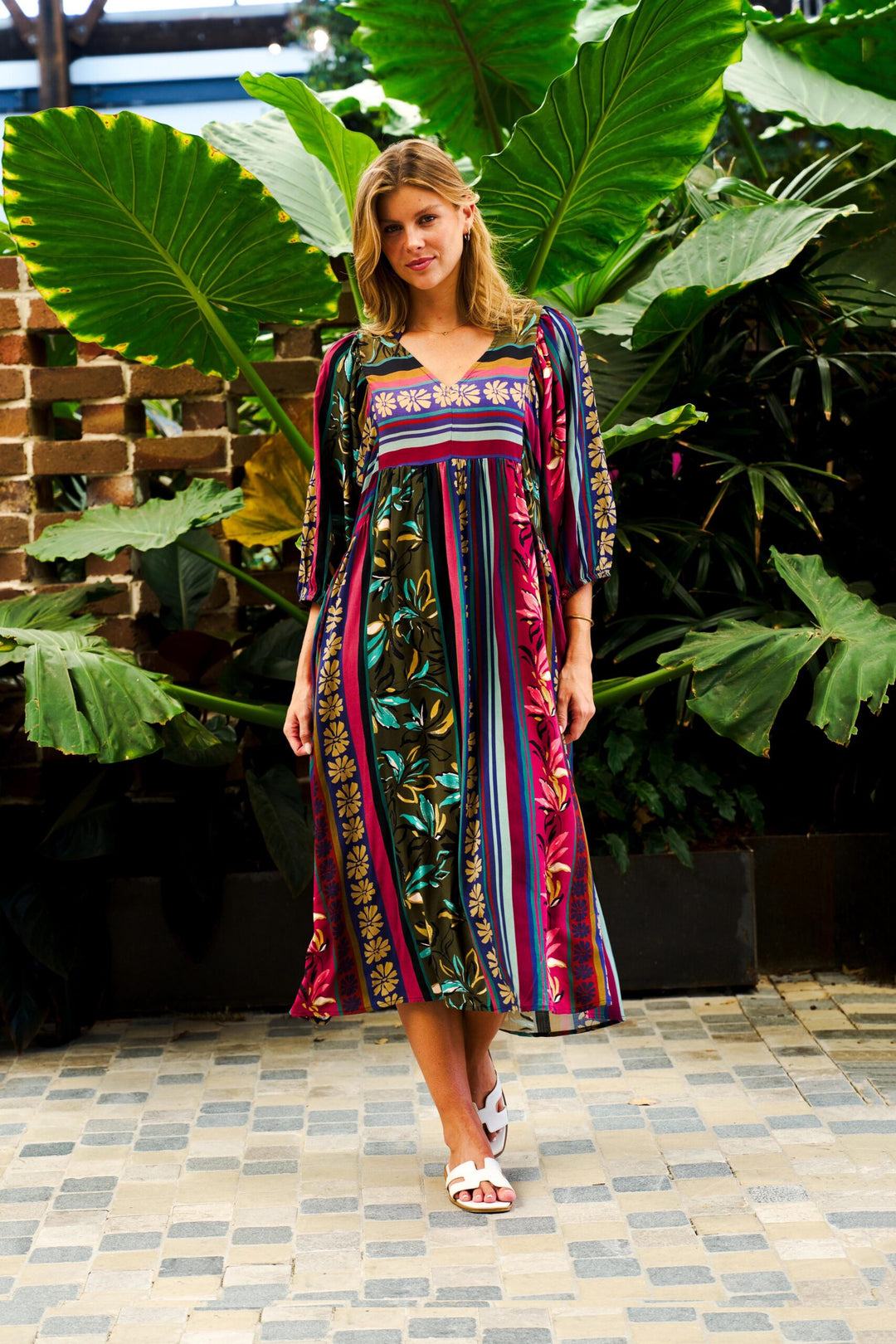 Michaela Dress – Multi Stripe Print