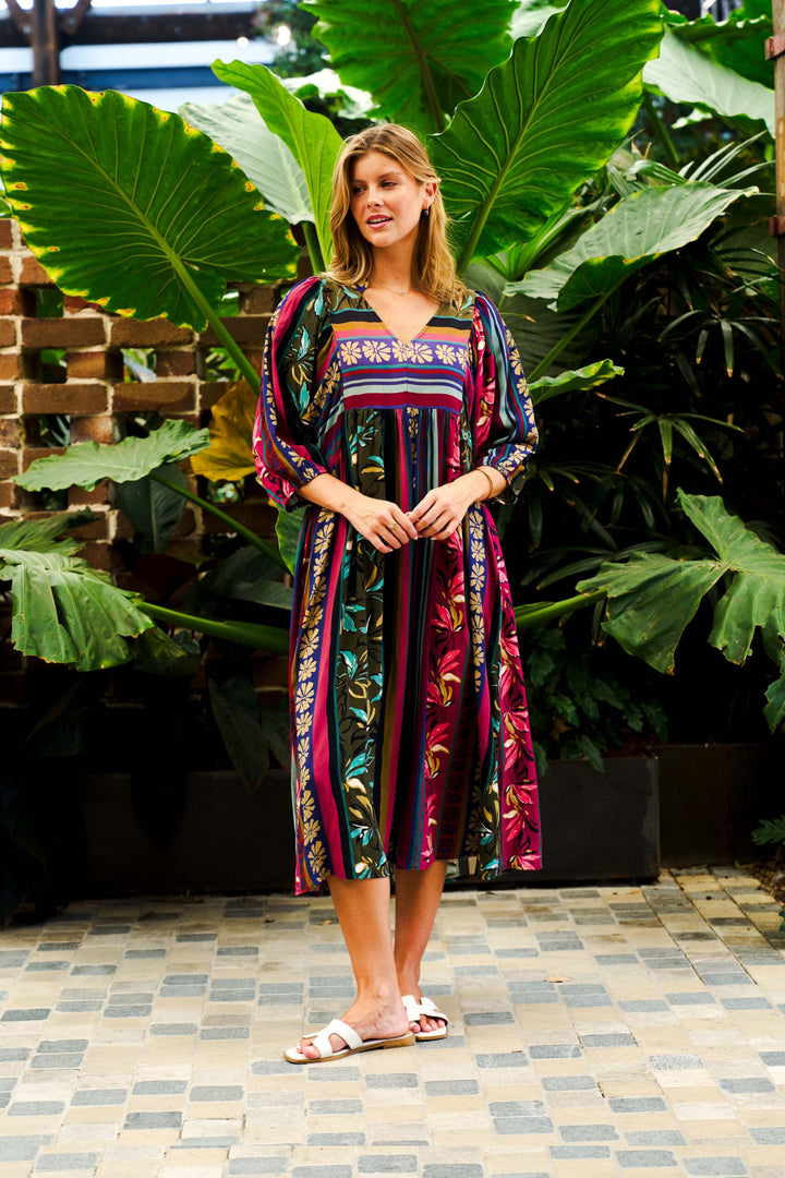 Michaela Dress – Multi Stripe Print