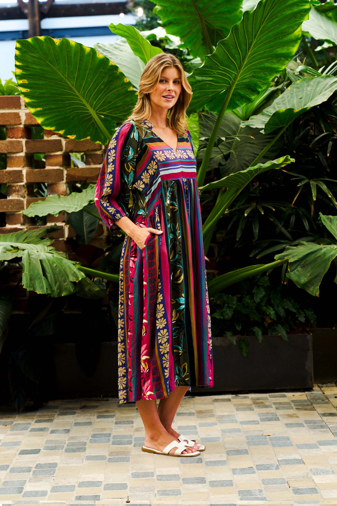 Michaela Dress – Multi Stripe Print