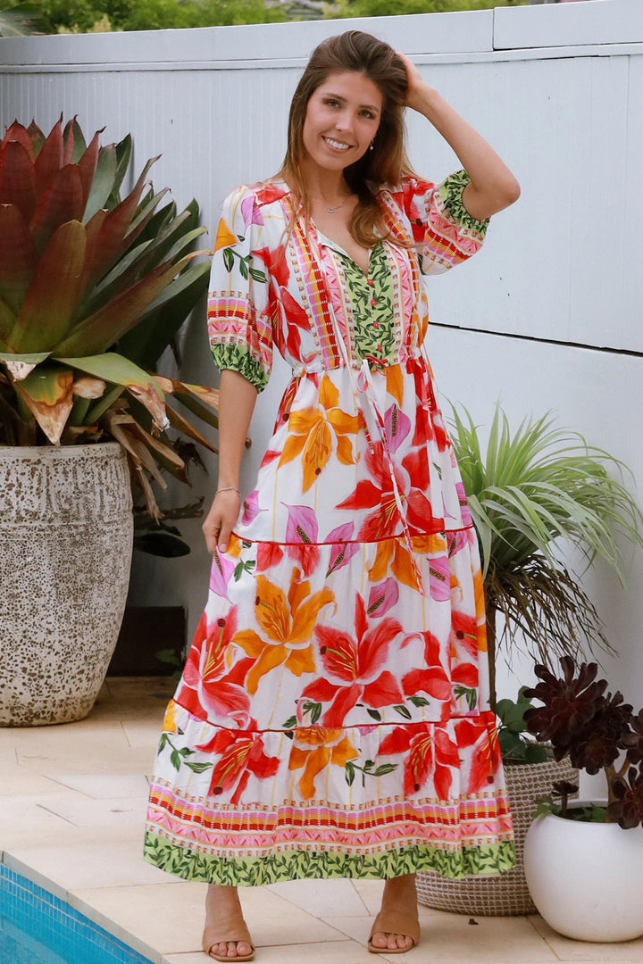 Monica Maxi Dress – White Floral Print