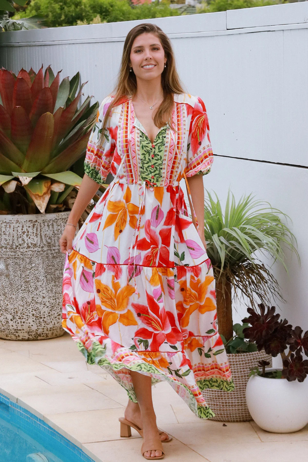 Monica Maxi Dress – White Floral Print