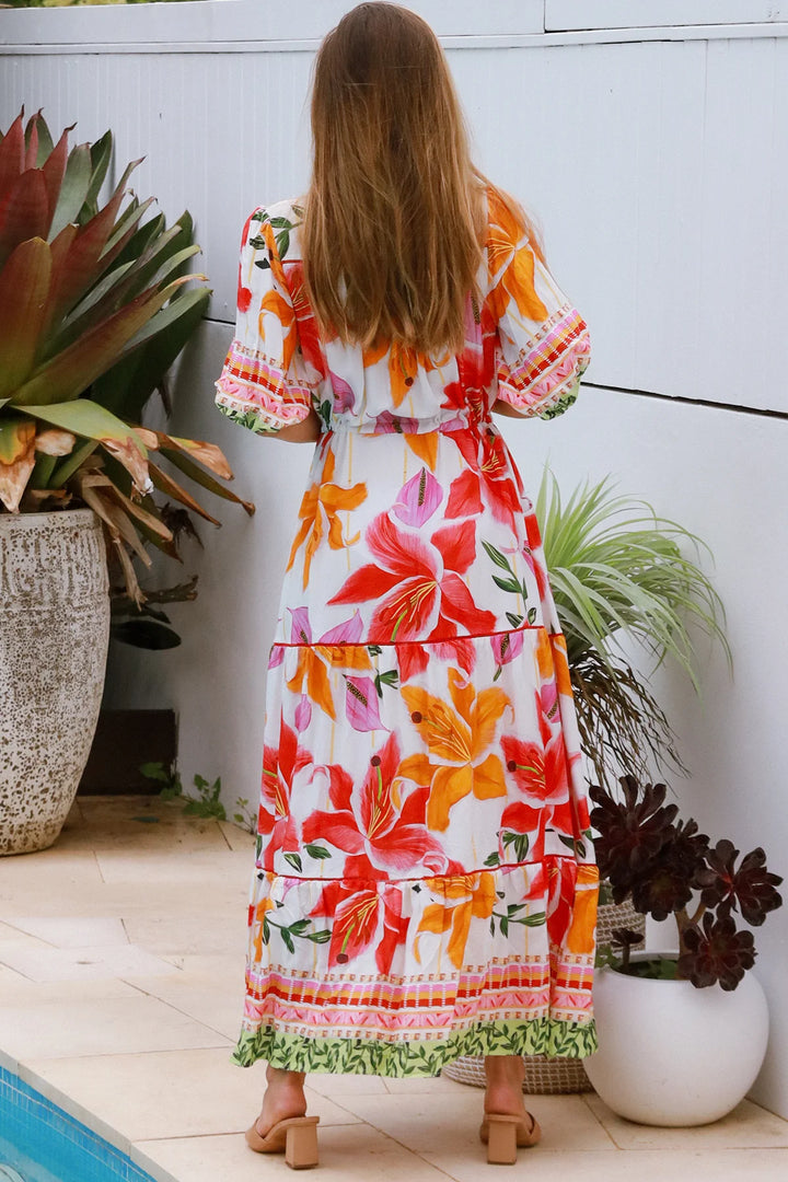 Monica Maxi Dress – White Floral Print