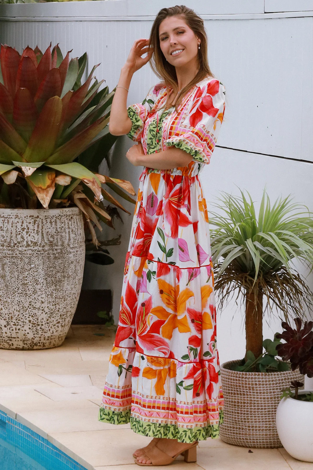 Monica Maxi Dress – White Floral Print