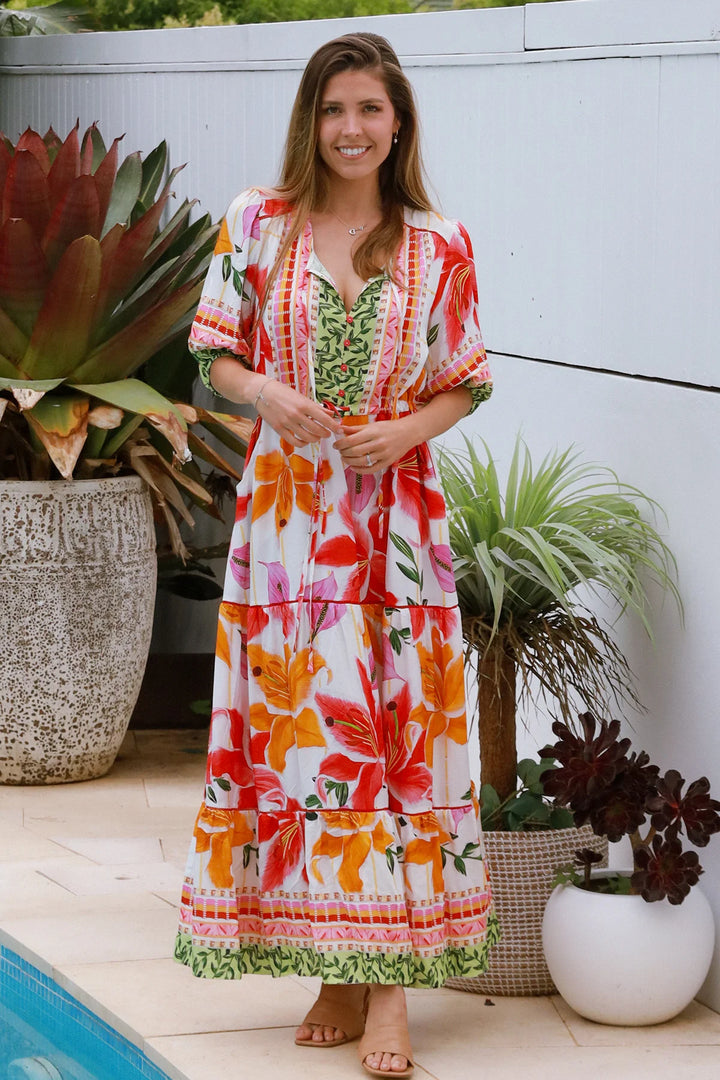 Monica Maxi Dress – White Floral Print