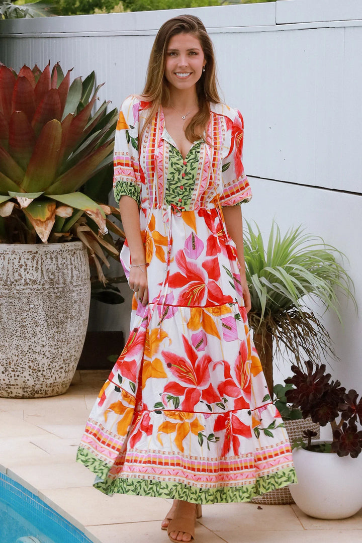 Monica Maxi Dress – White Floral Print