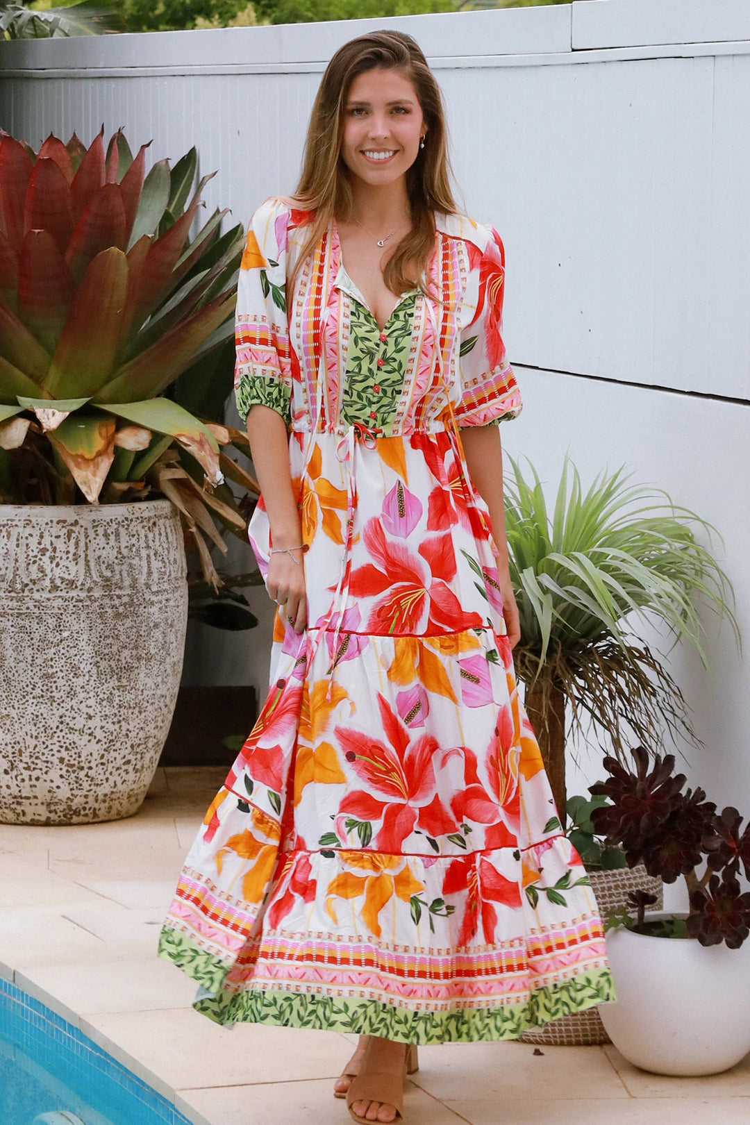 Monica Maxi Dress – White Floral Print