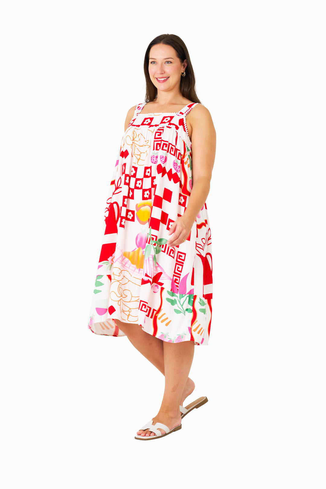 Nate Strap Dress - Red Print
