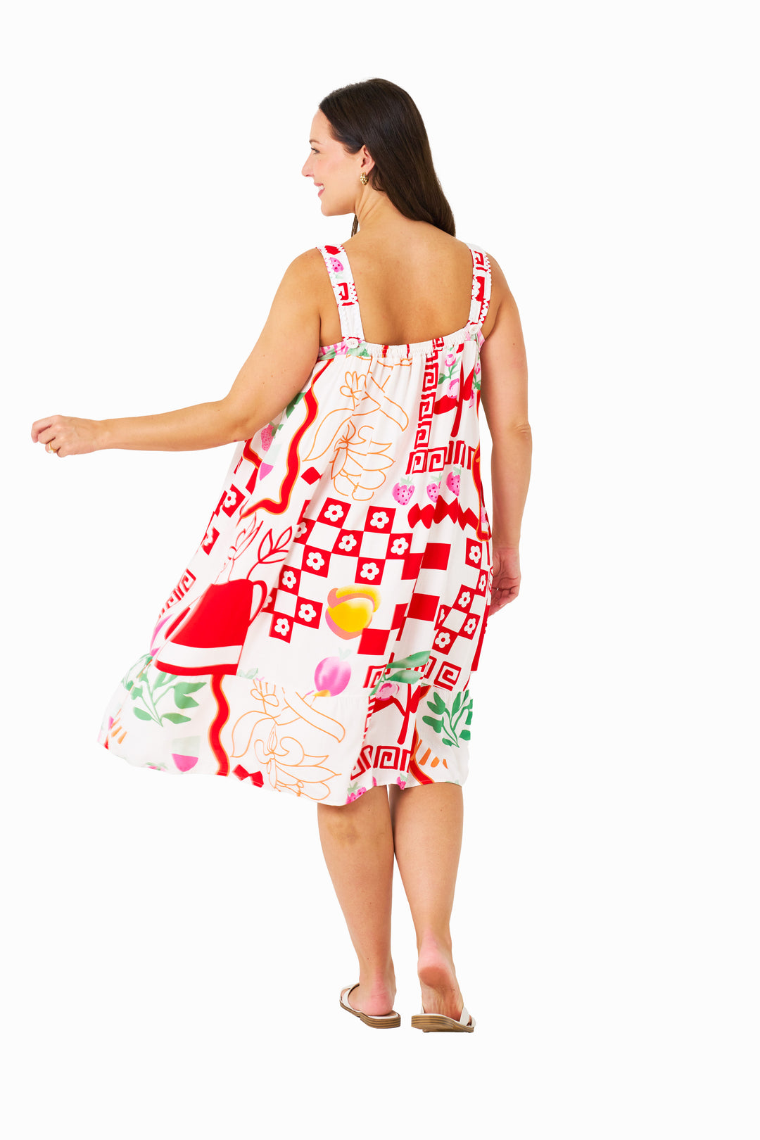 Nate Strap Dress - Red Print