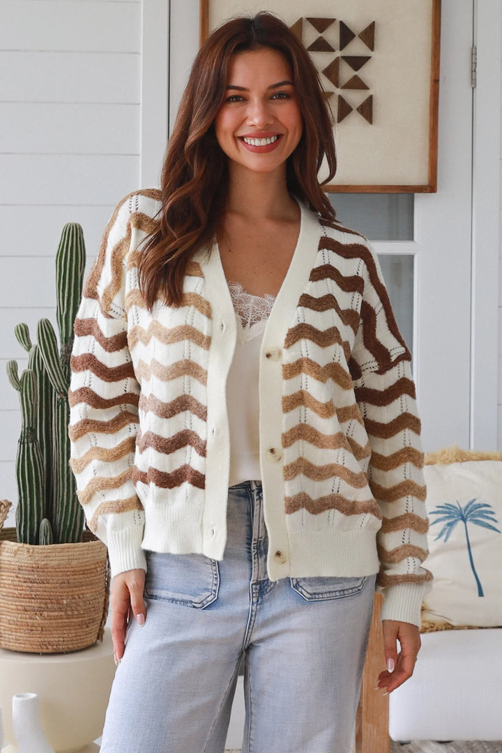 Neve Cardigan – Cream & Brown