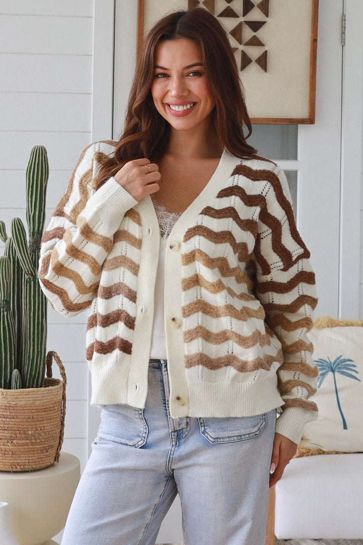 Neve Cardigan – Cream & Brown