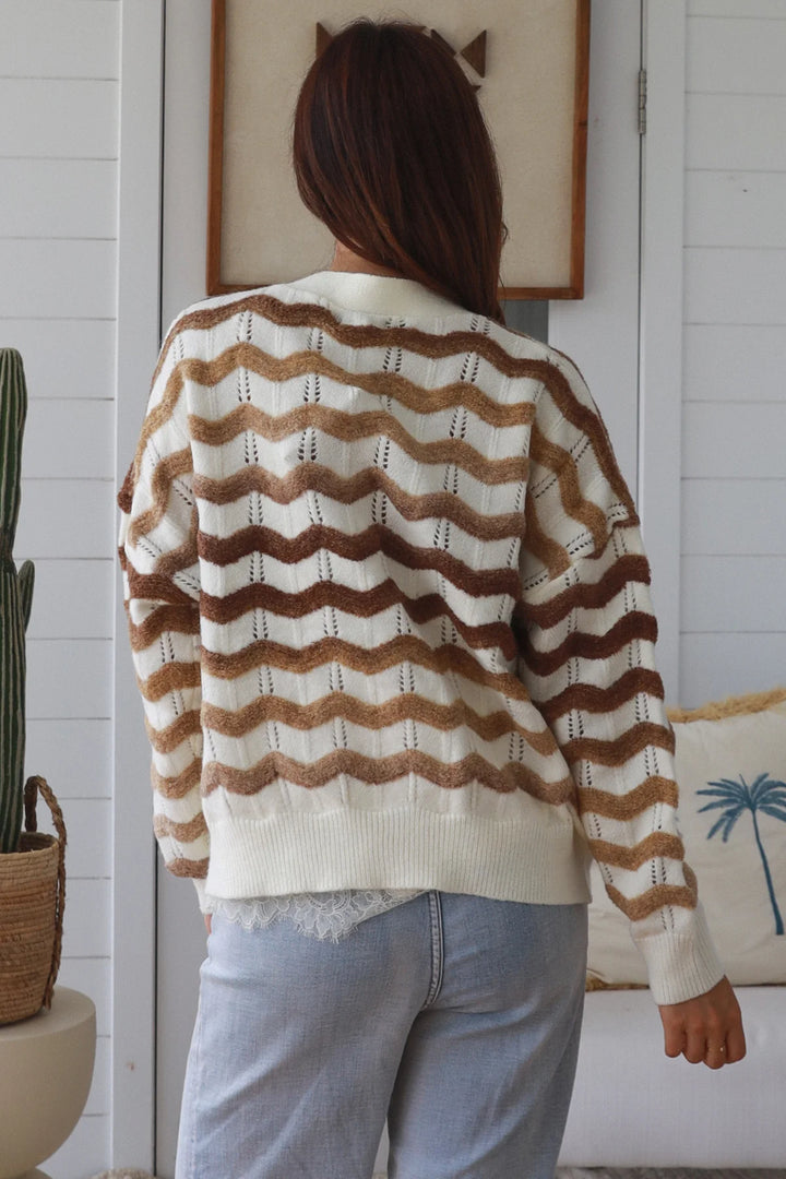 Neve Cardigan – Cream & Brown