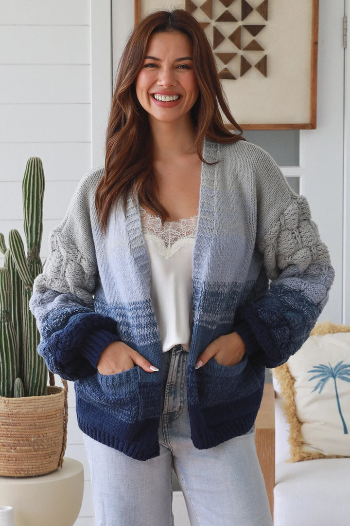 Nova Cardigan – Blue & Grey