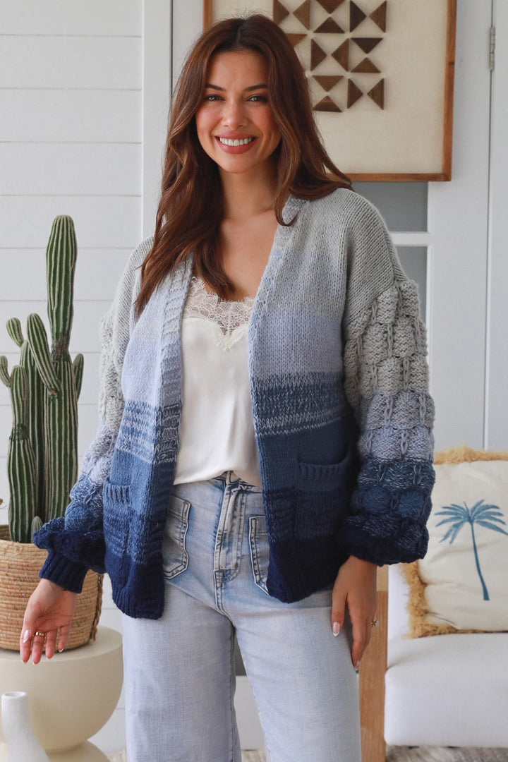 Nova Cardigan – Blue & Grey