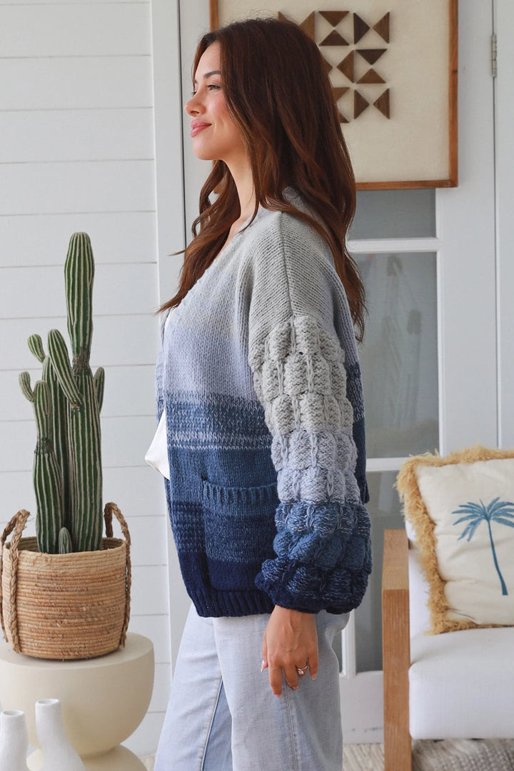 Nova Cardigan – Blue & Grey