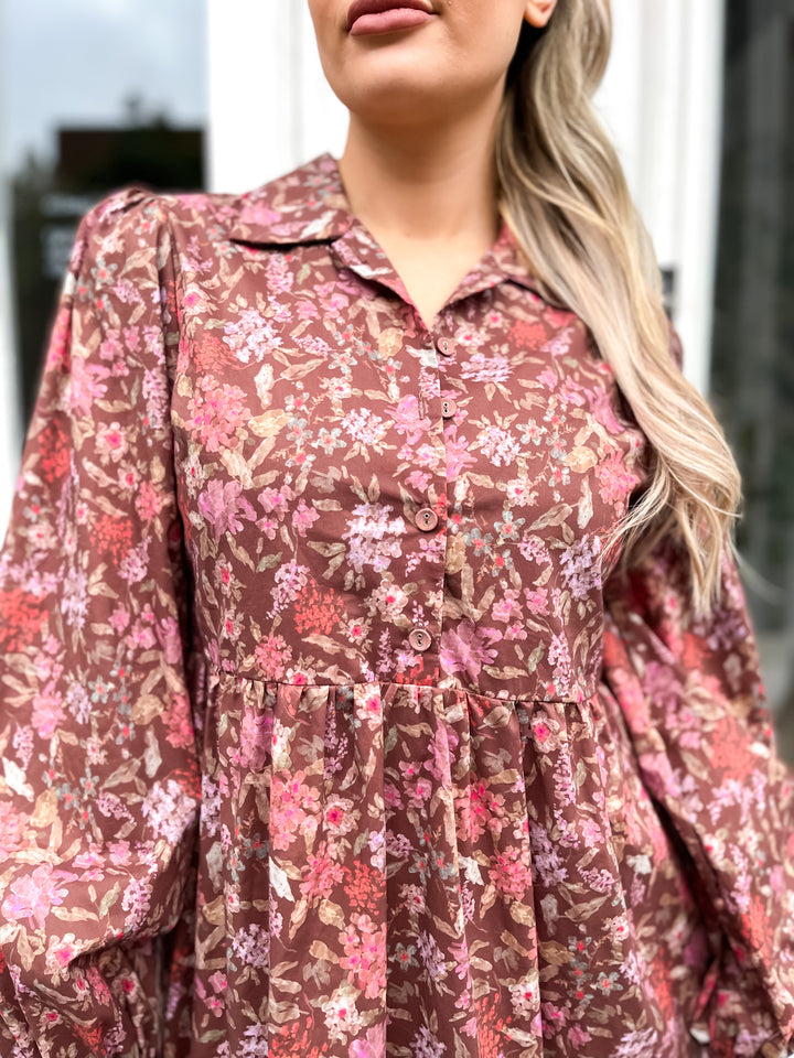 Pixie Dress - Brown Floral
