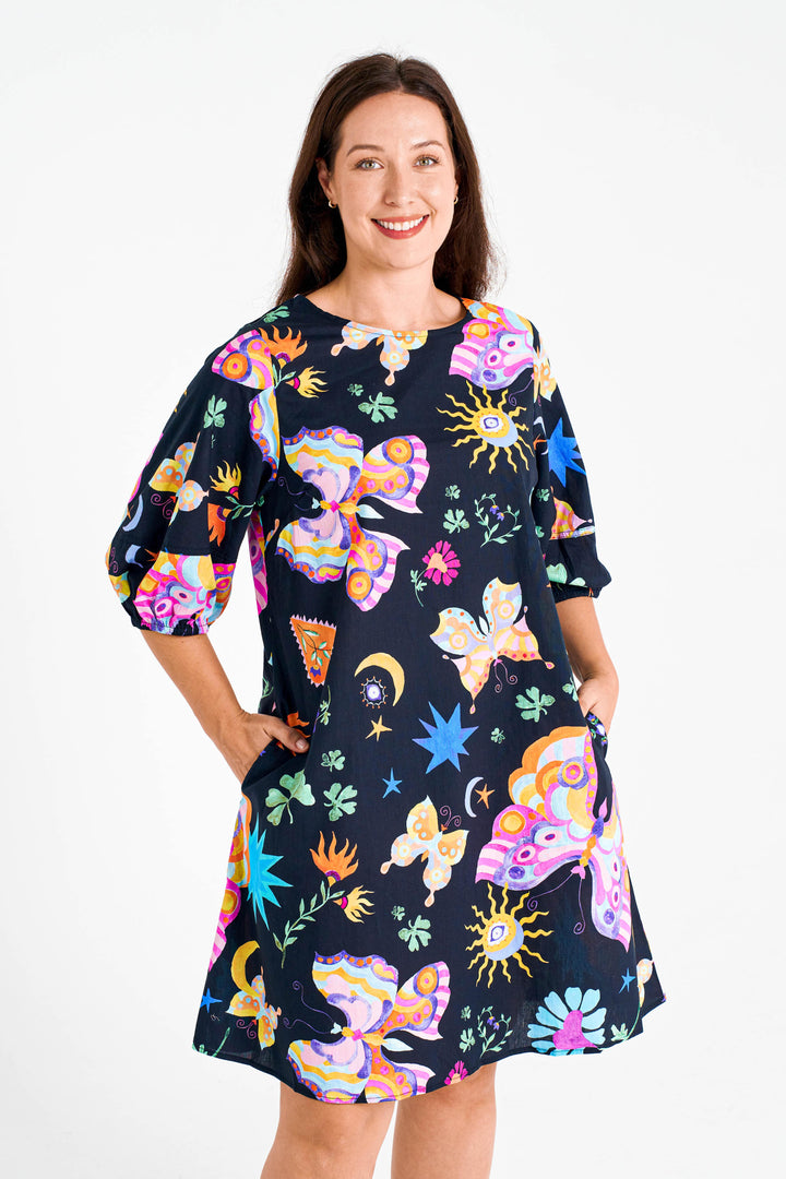Ravi Dress - Multi Colour Butterfly