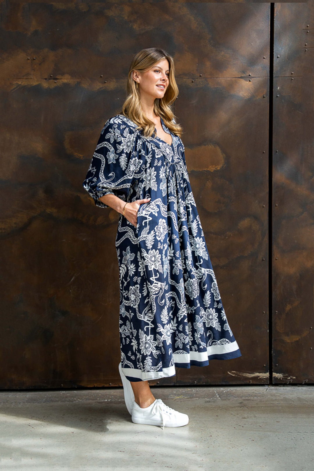 Reena Dress – Navy Floral