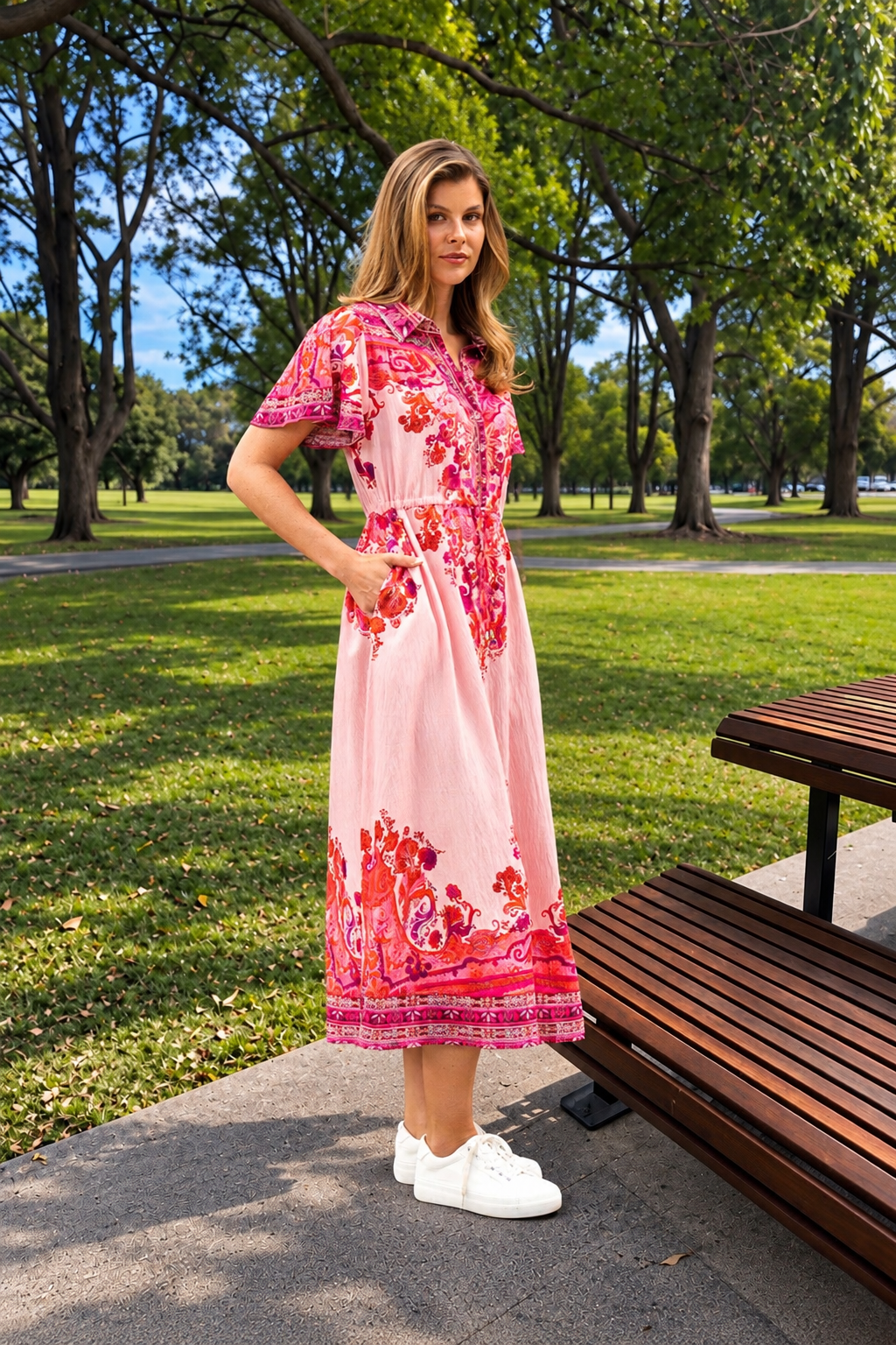 Reiss Midi Dress- Pink Print
