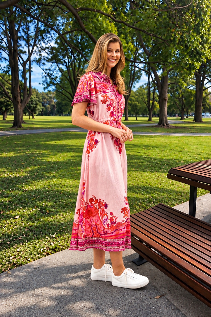 Reiss Midi Dress- Pink Print