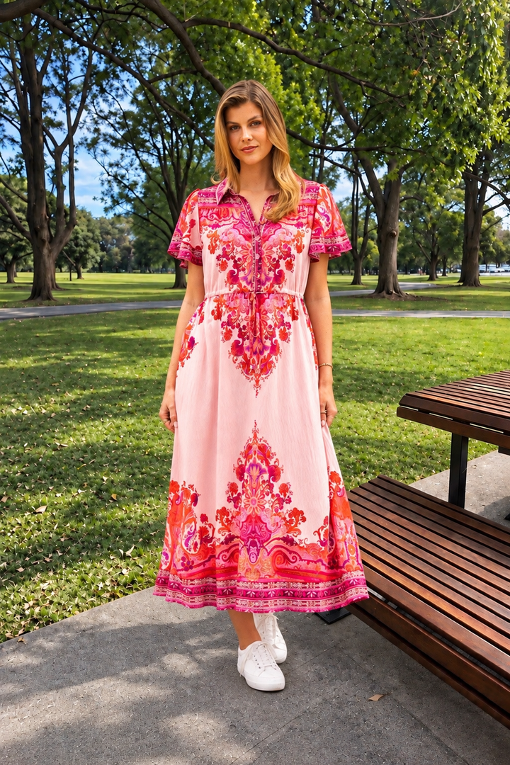 Reiss Midi Dress- Pink Print
