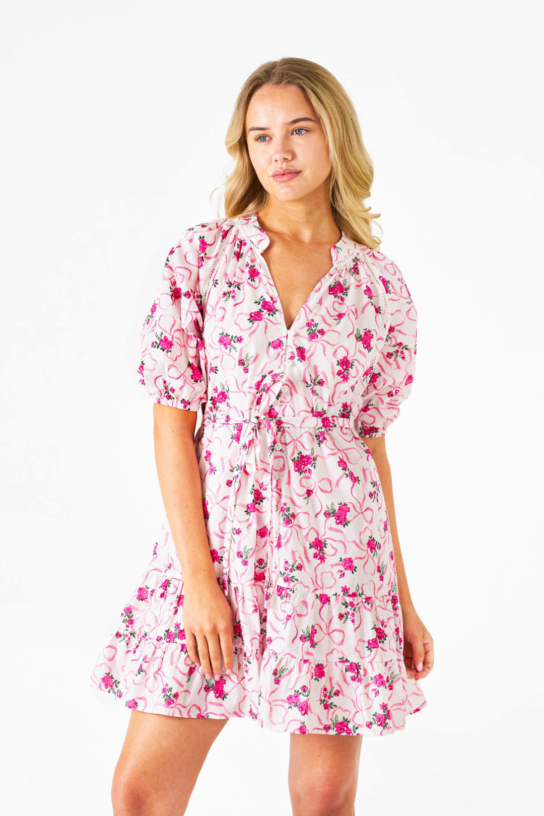 Rosy Ribbons Dress-pink