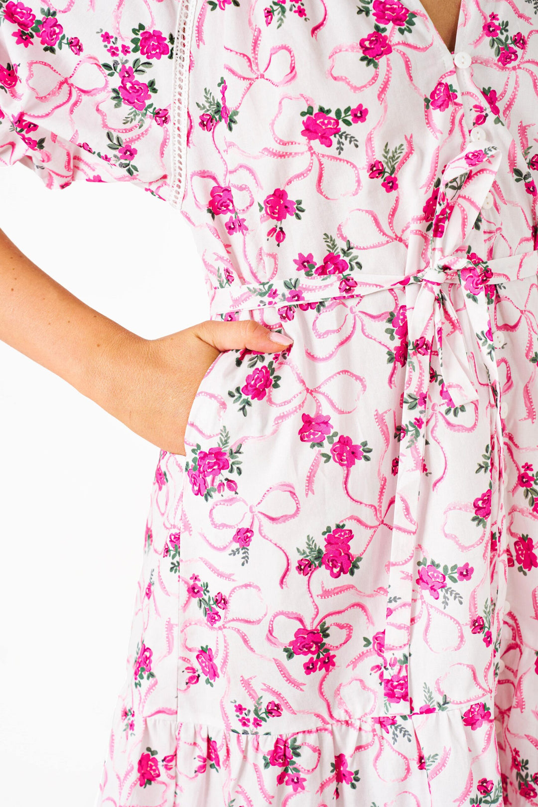 Rosy Ribbons Dress-pink