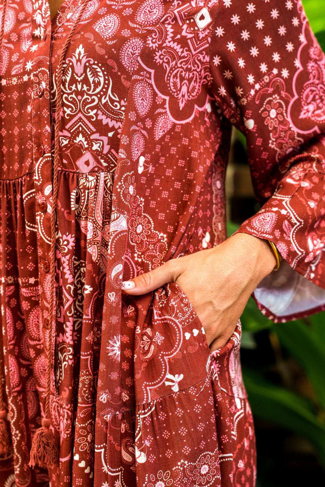 RUJUTA SHORT DRESS-Marron print