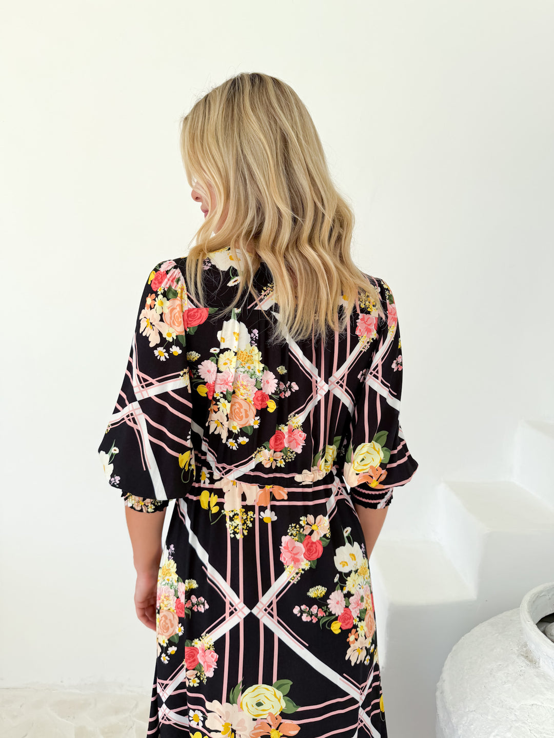 Selma Two Tier Floral Dress - Black