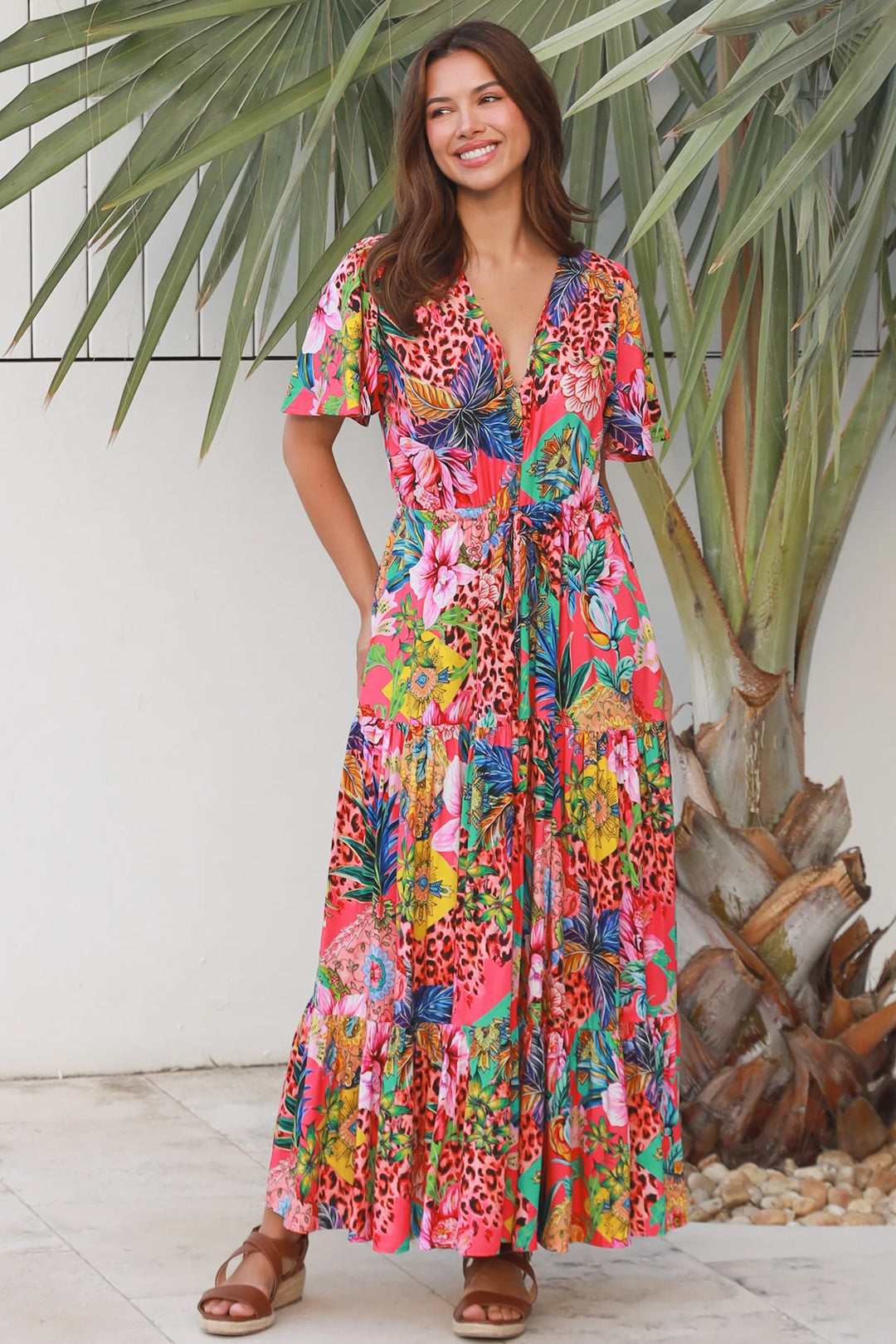 Sharon Maxi Dress - Multi Colour Print