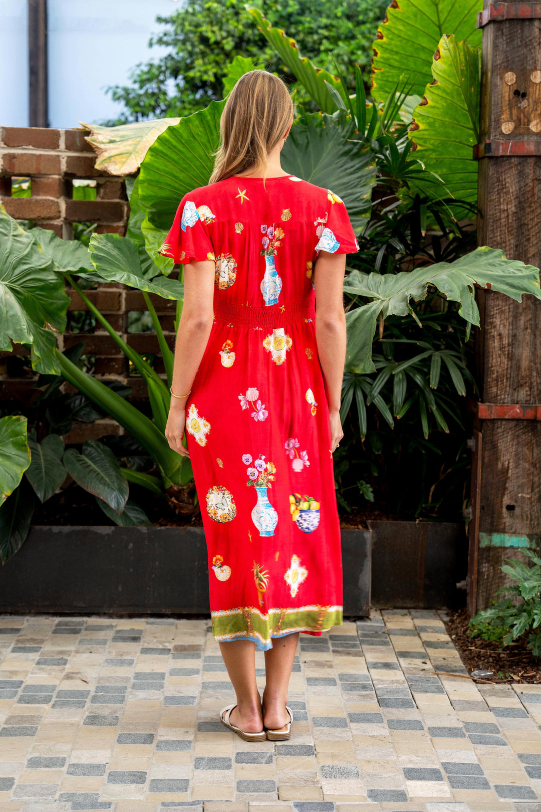 Shepard Midi Dress - Red Print