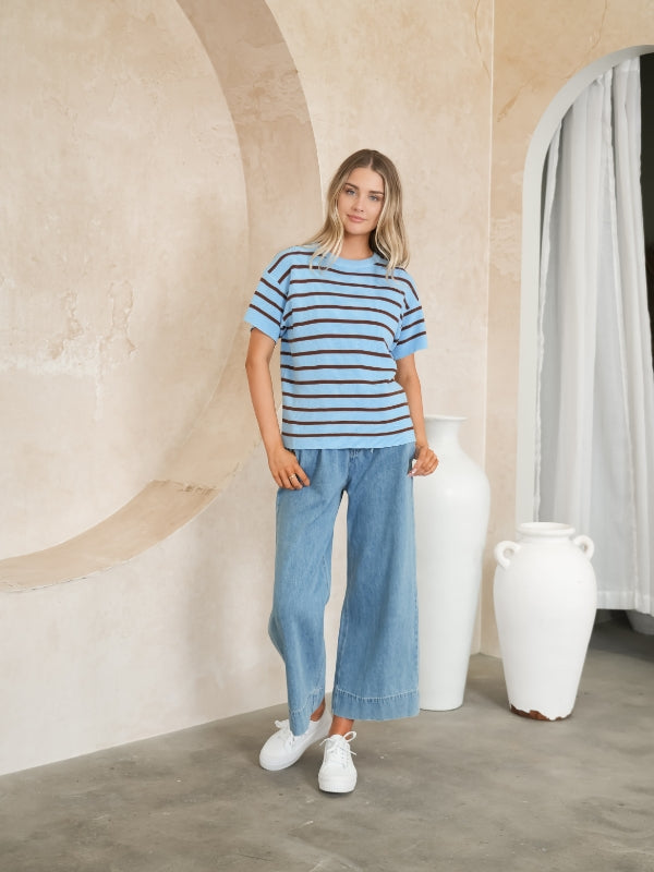 Sunny Knit Top - Sky Blue