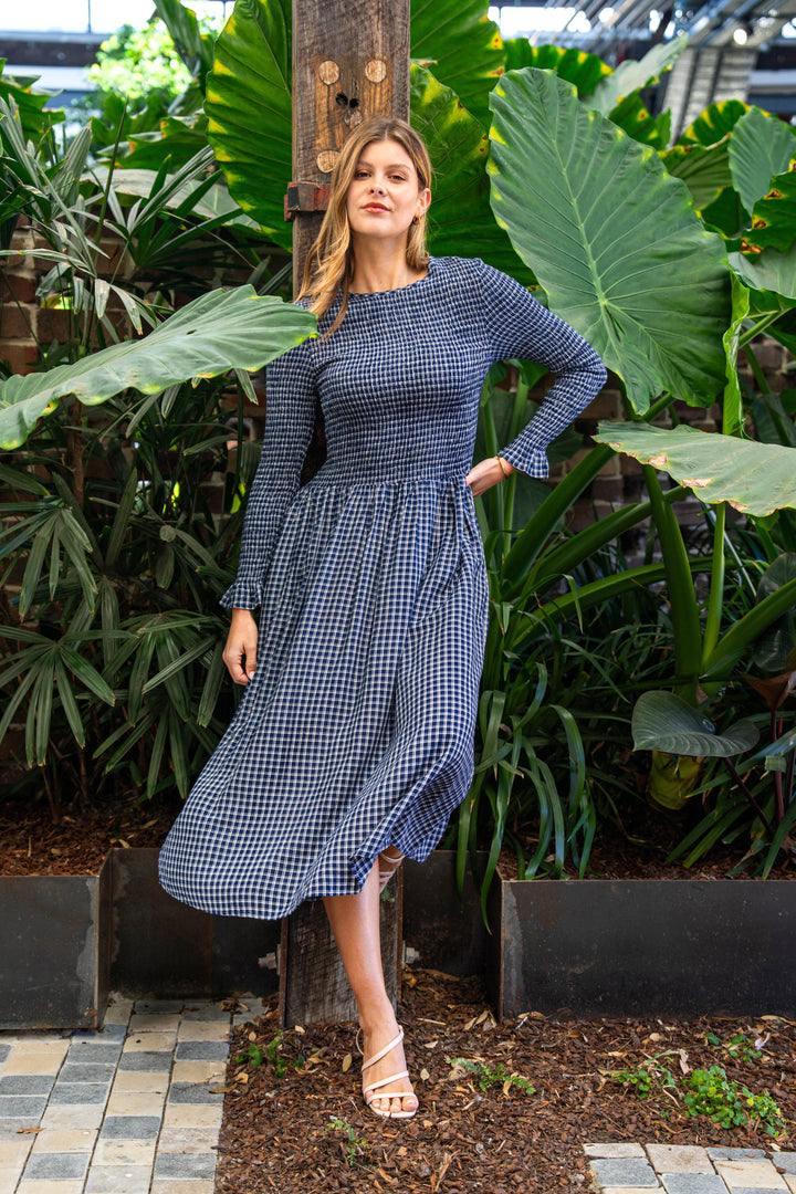 Susannah Dress-Navy check