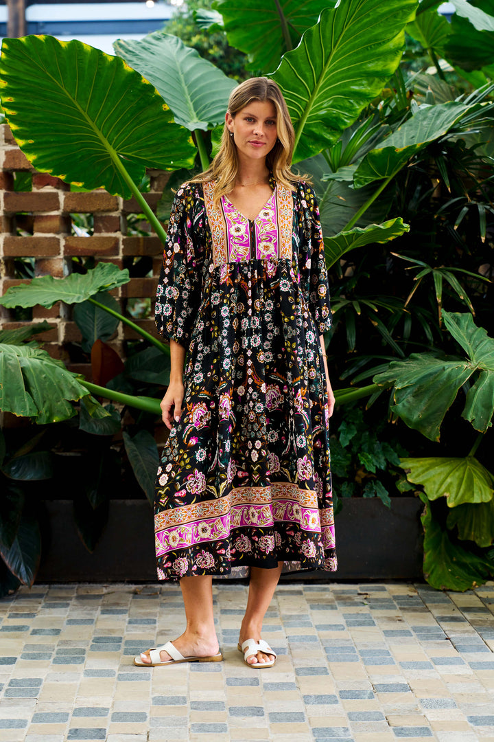 Sweeney Midi Dress - Black Print