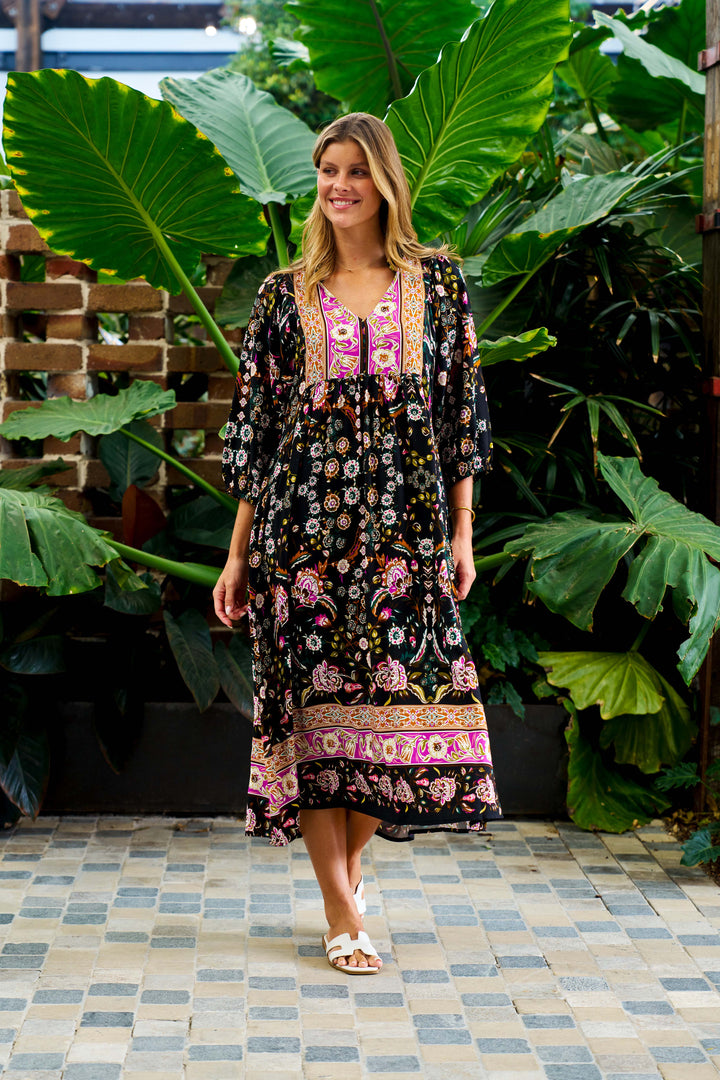 Sweeney Midi Dress - Black Print