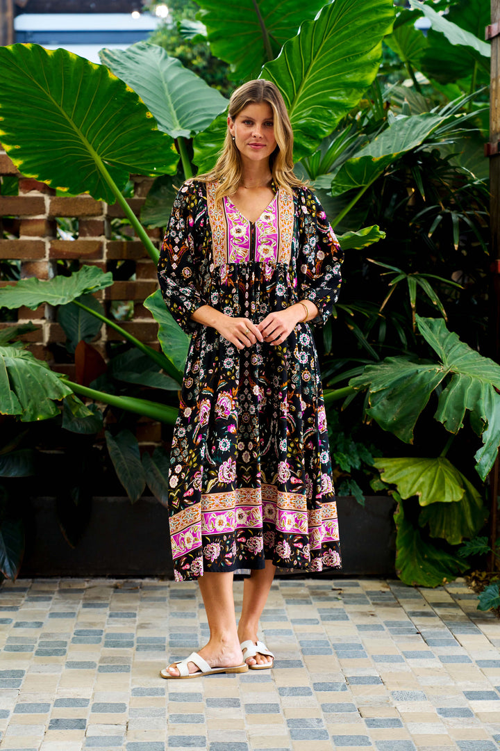 Sweeney Midi Dress - Black Print