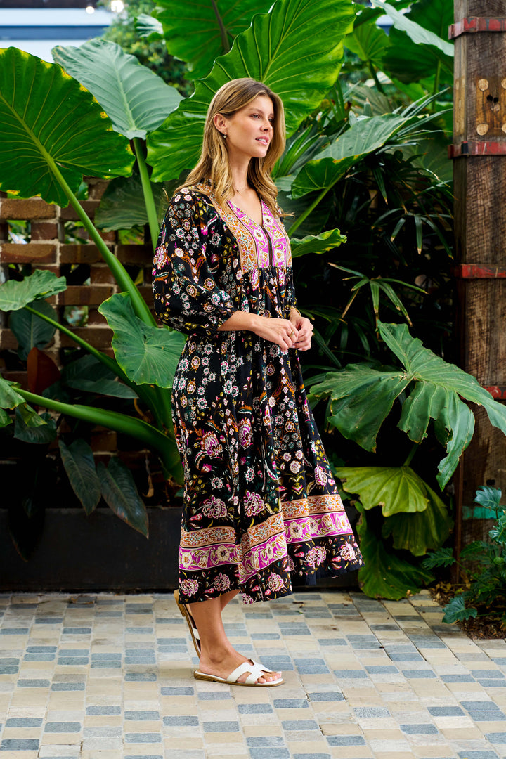 Sweeney Midi Dress - Black Print