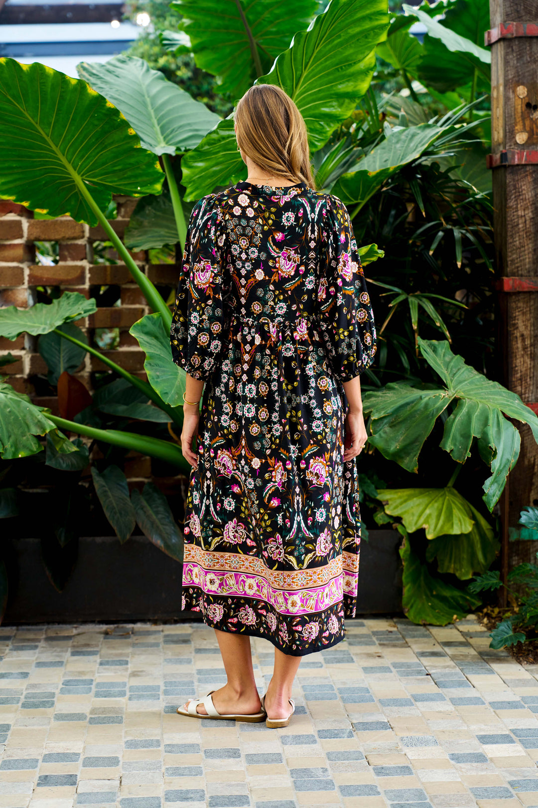 Sweeney Midi Dress - Black Print