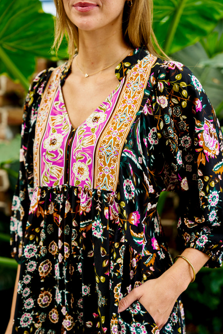 Sweeney Midi Dress - Black Print