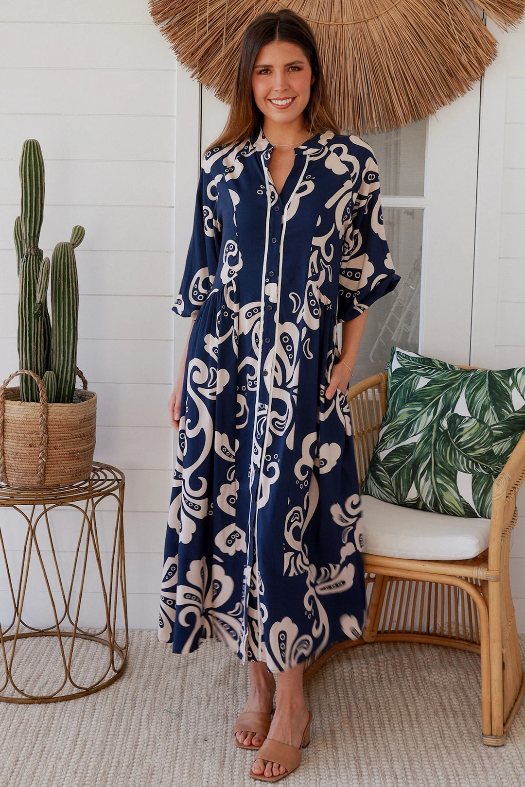 Talia Maxi Dress — Navy Floral