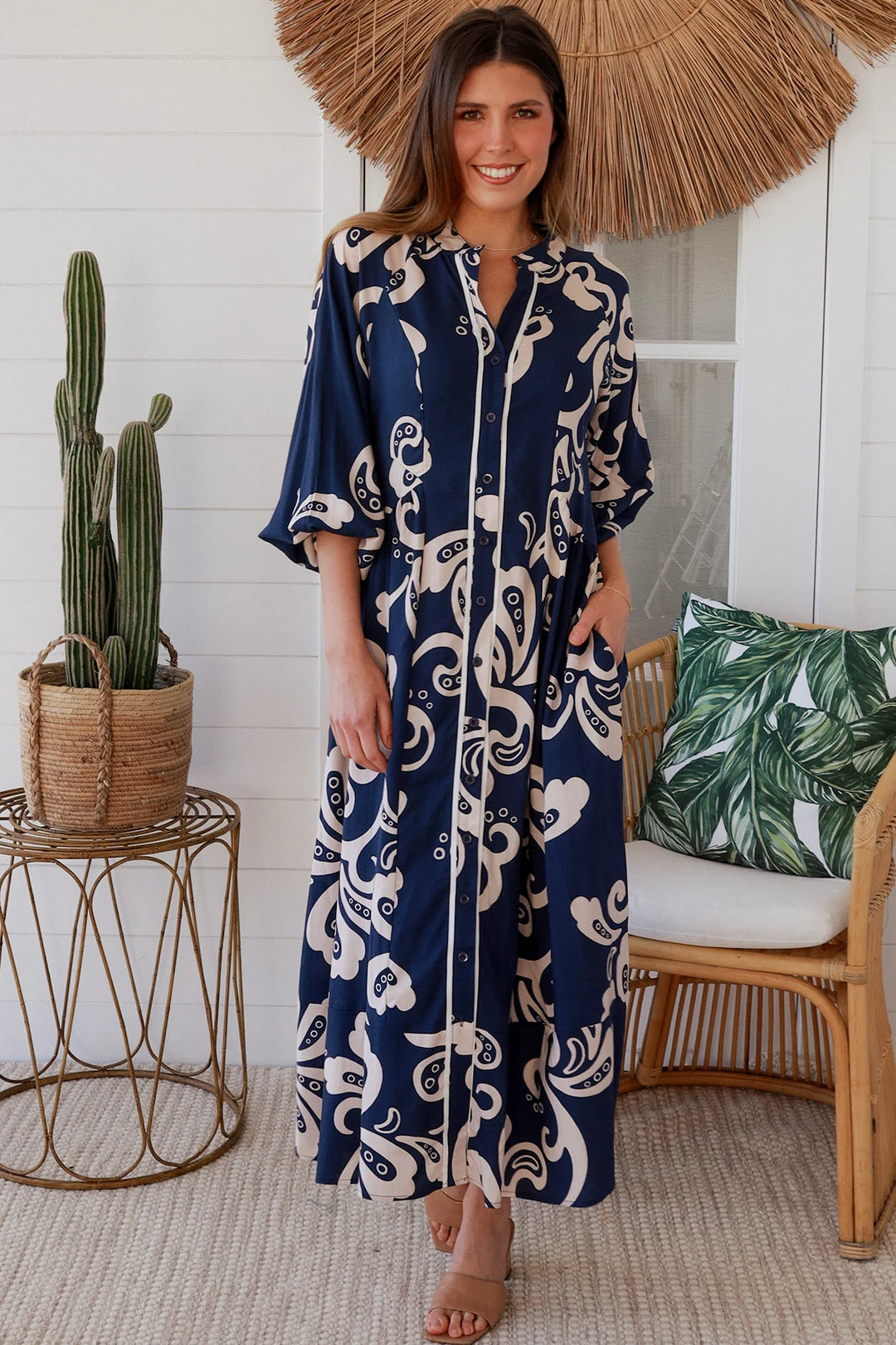 Talia Maxi Dress — Navy Floral