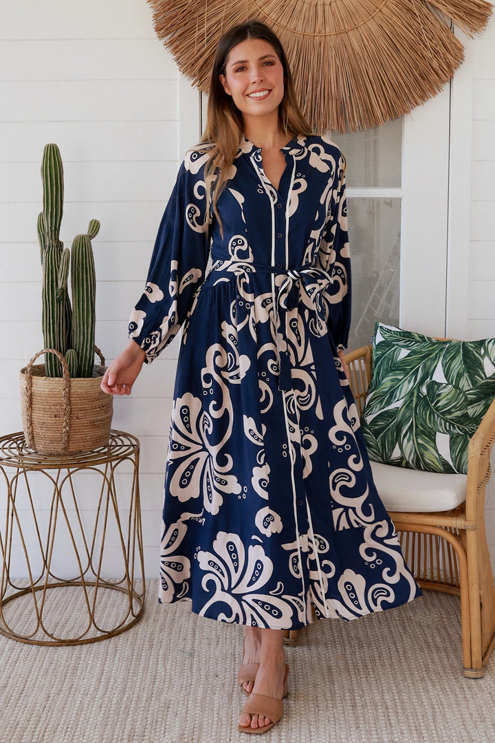 Talia Maxi Dress — Navy Floral