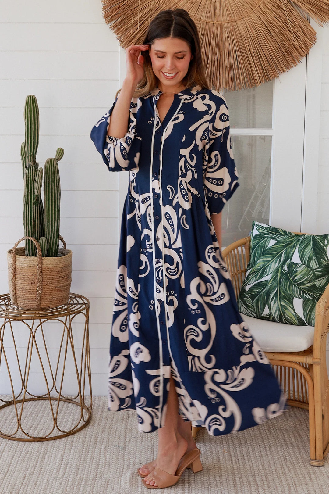 Talia Maxi Dress — Navy Floral