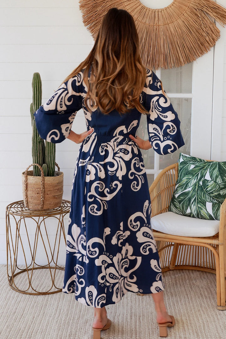 Talia Maxi Dress — Navy Floral