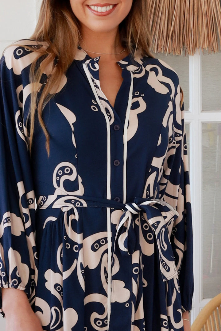 Talia Maxi Dress — Navy Floral