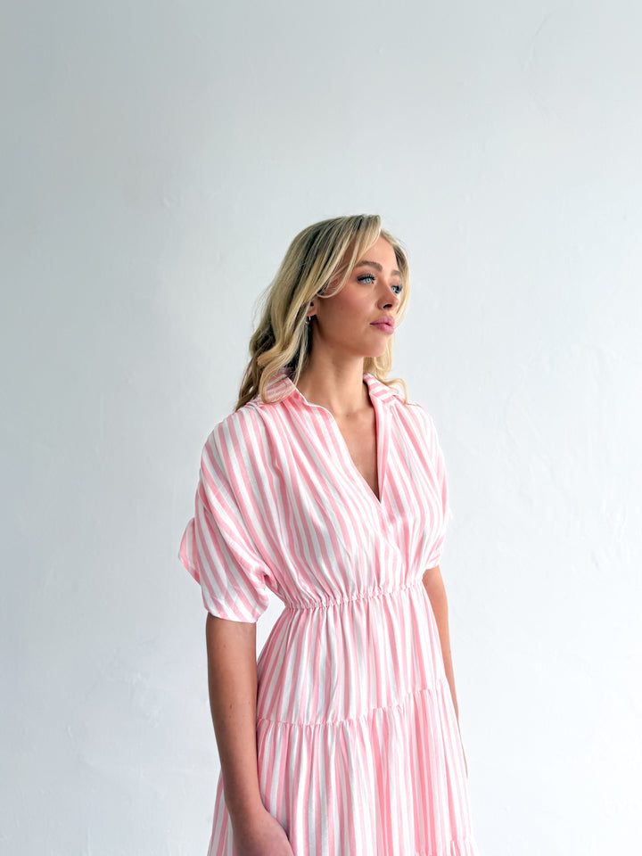 Tilly Dress - Pink Stripe