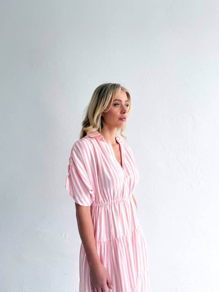Tilly Dress - Pink Stripe