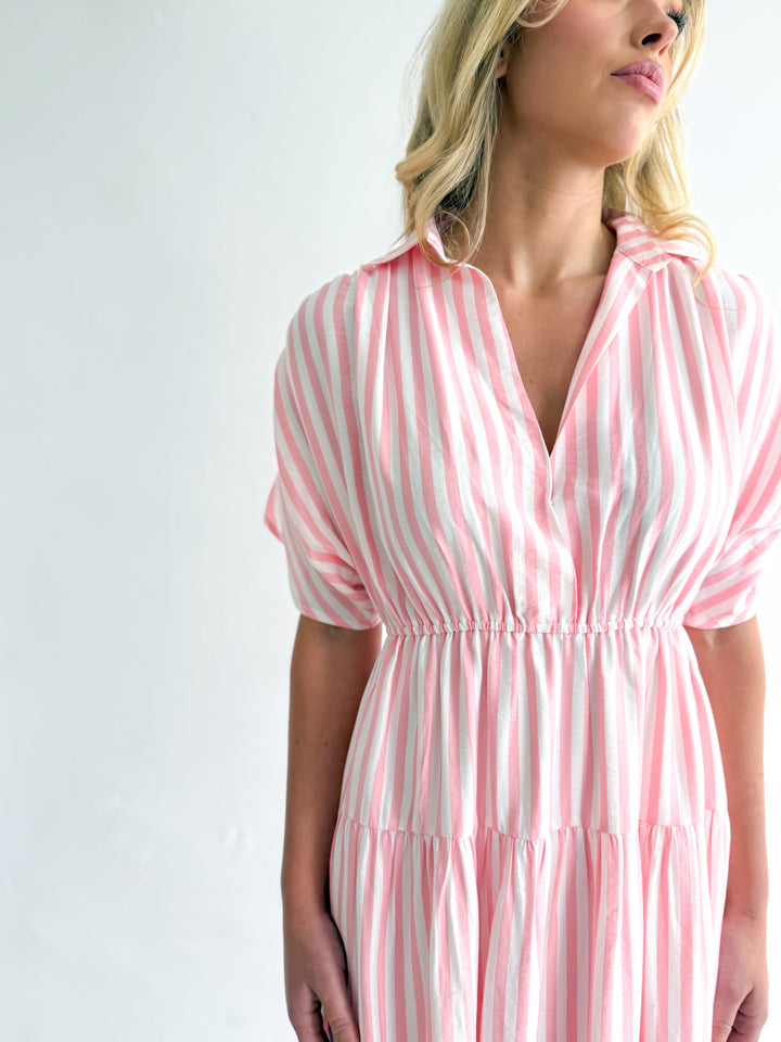 Tilly Dress - Pink Stripe