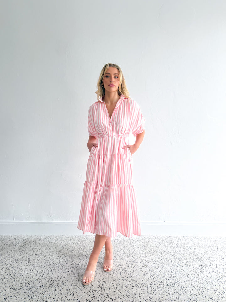 Tilly Dress - Pink Stripe