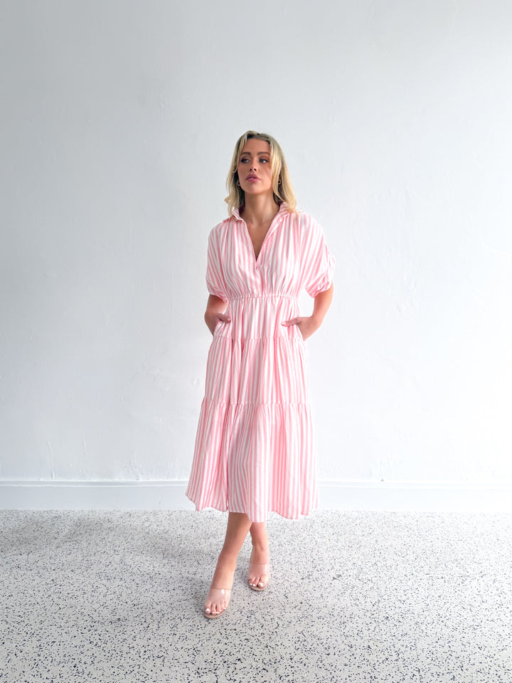 Tilly Dress - Pink Stripe