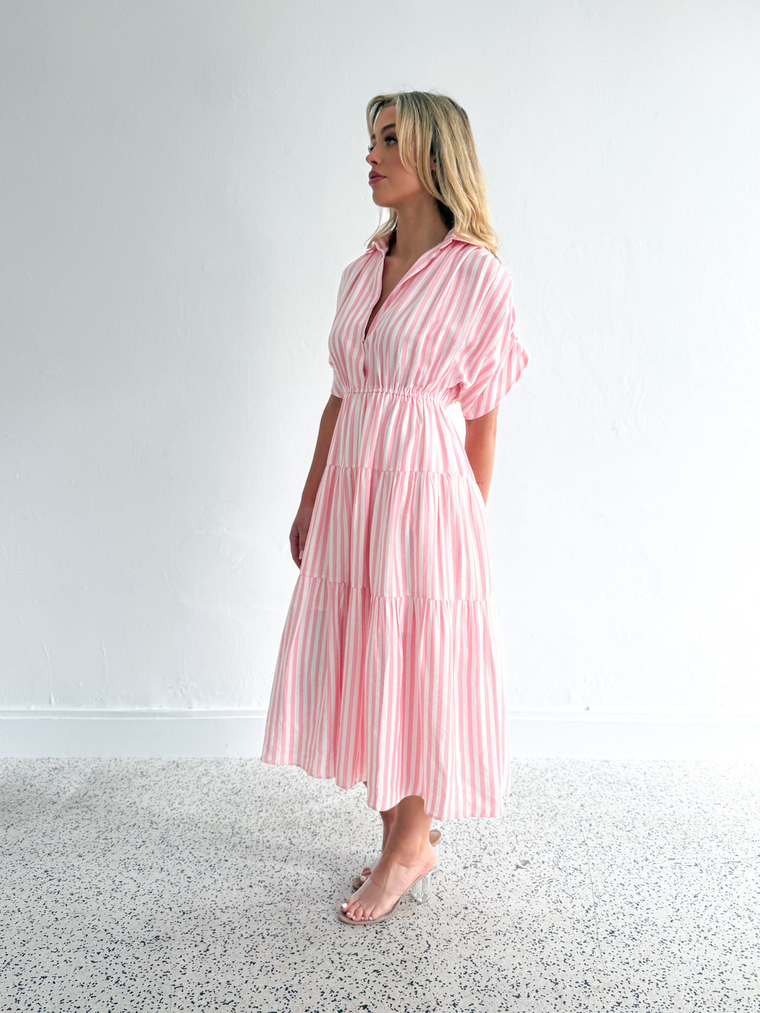 Tilly Dress - Pink Stripe